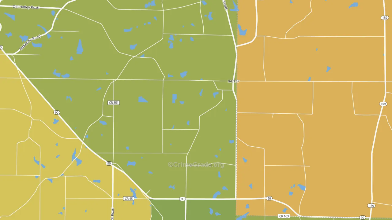 Hatley, GA Map of Murder Rates