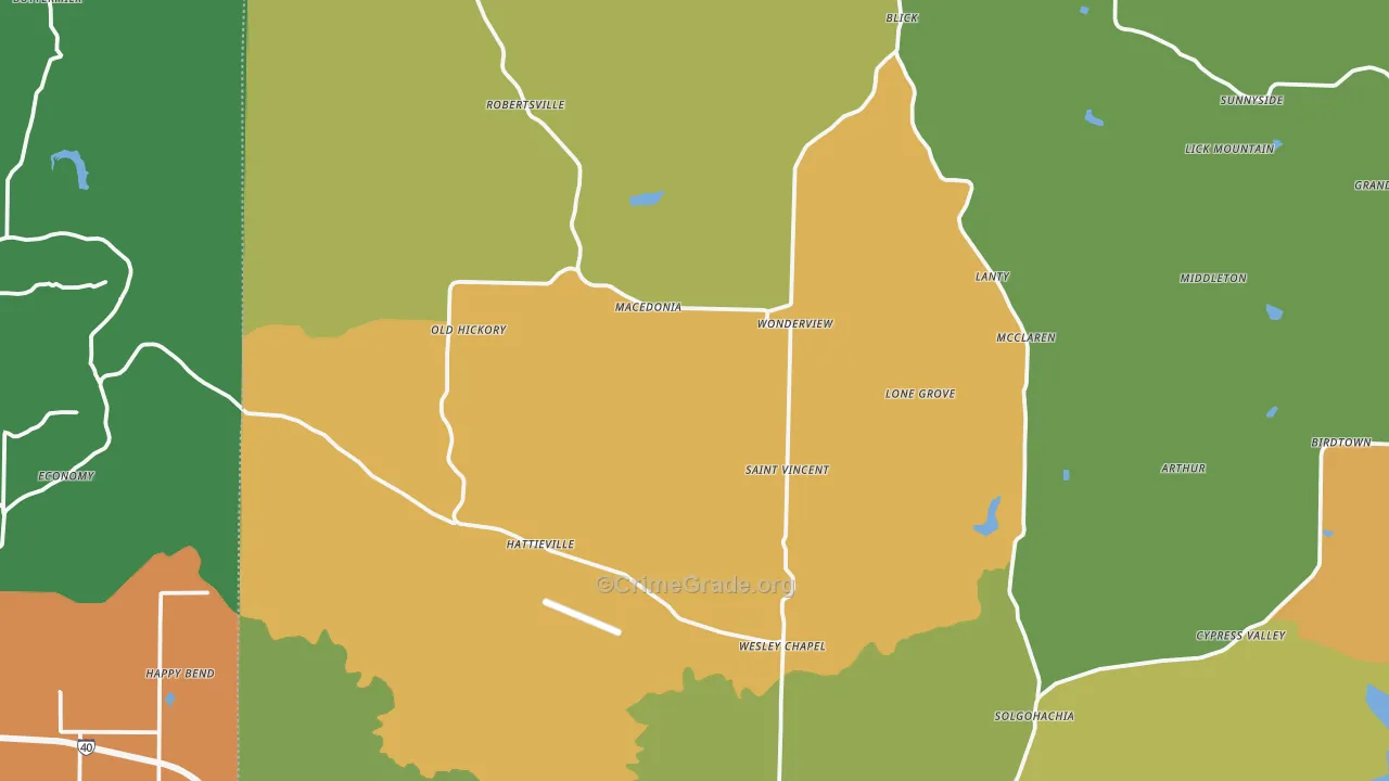 Hattieville, AR Map of Murder Rates