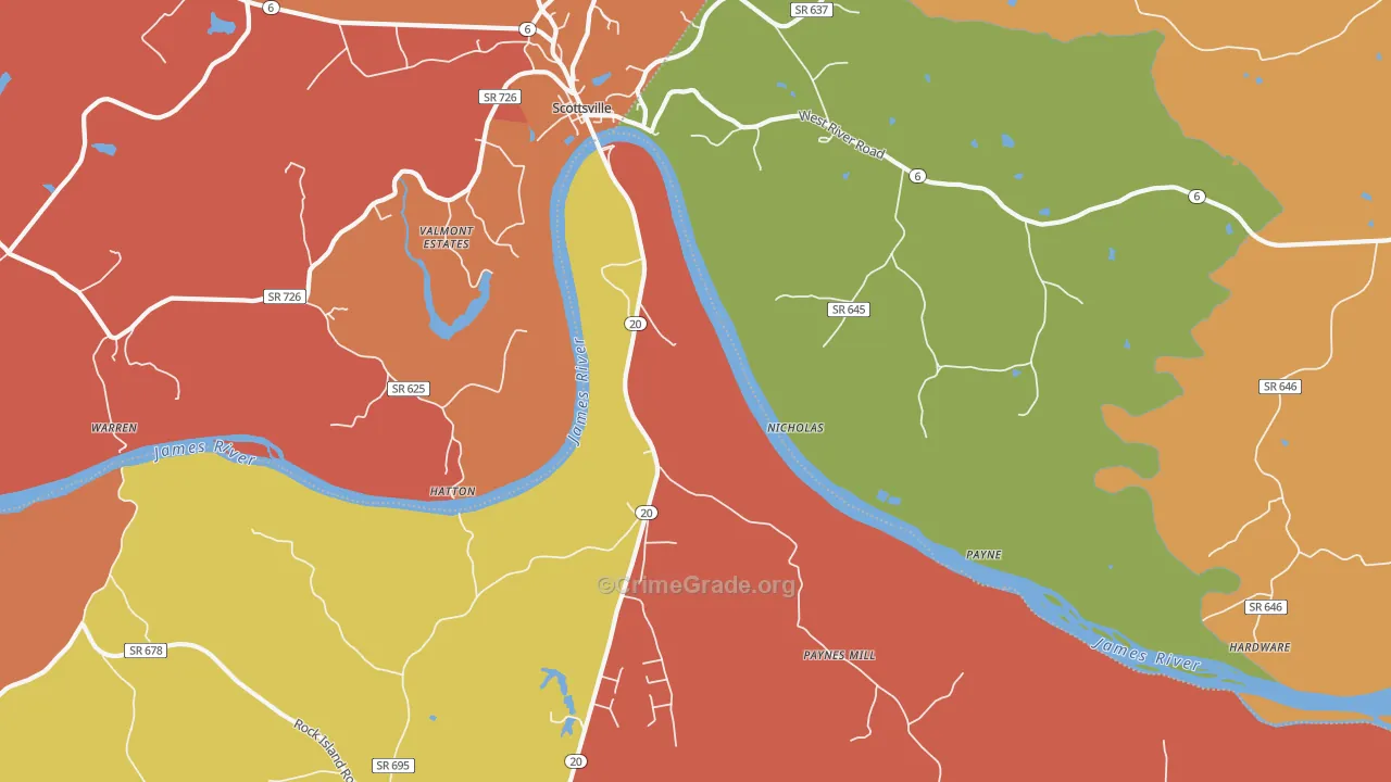 Hatton, VA Map of Murder Rates
