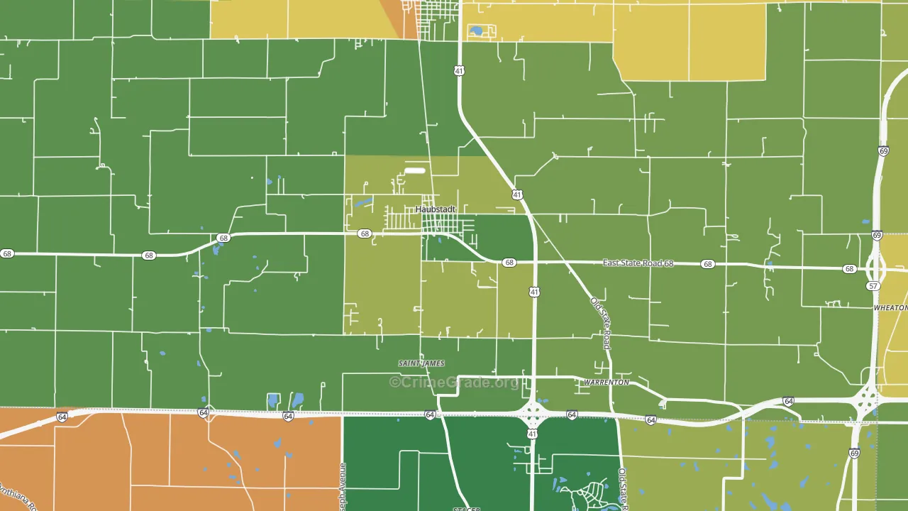 Haubstadt, IN Map of Murder Rates