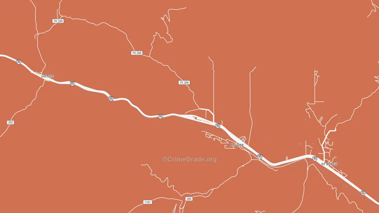 Haugan, MT Map of Murder Rates