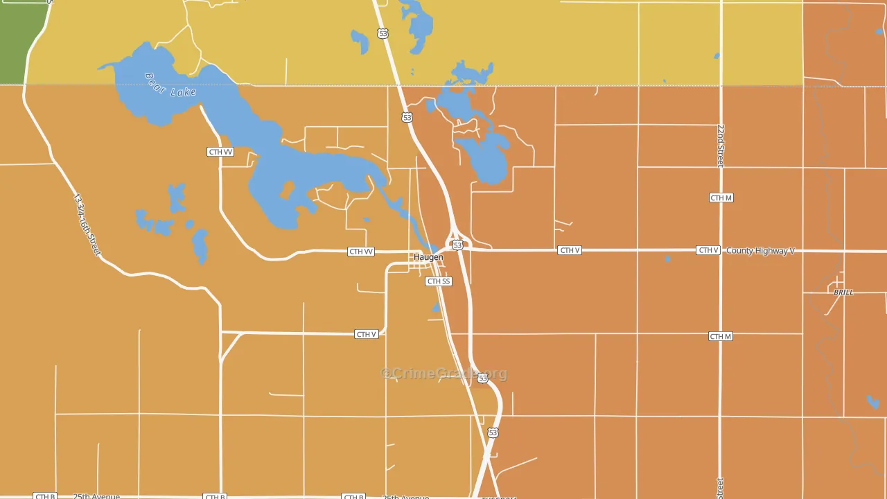 Haugen, WI Map of Murder Rates