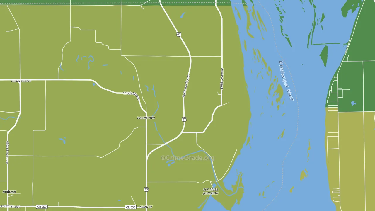 Hauntown, IA Map of Murder Rates