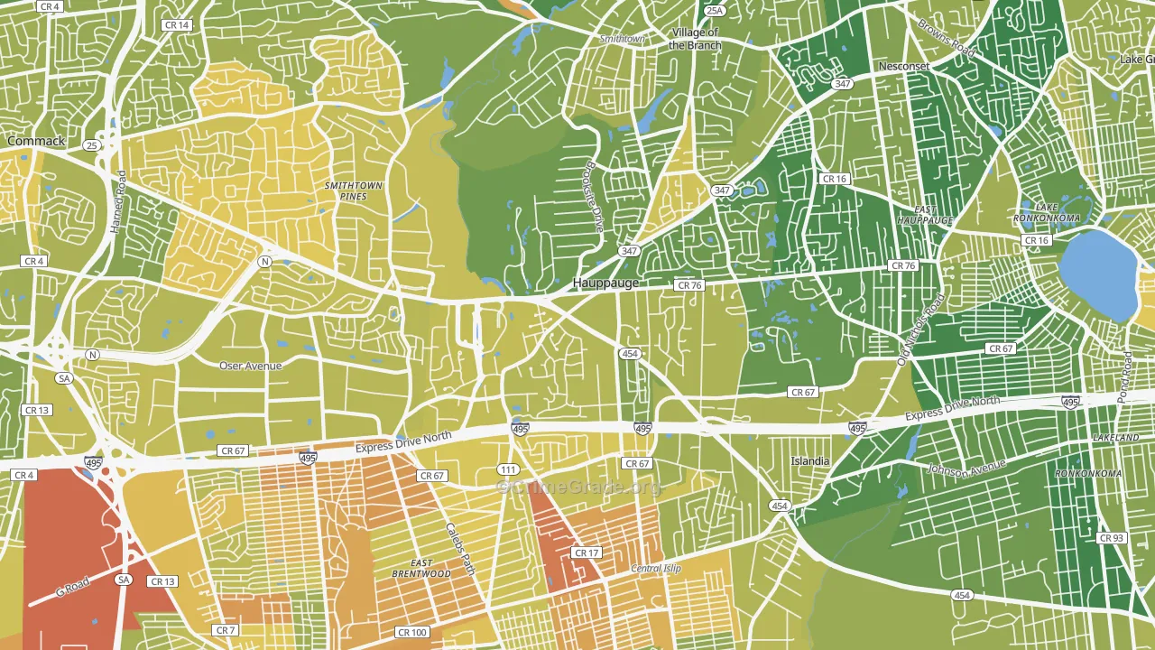 Hauppauge, NY Map of Murder Rates