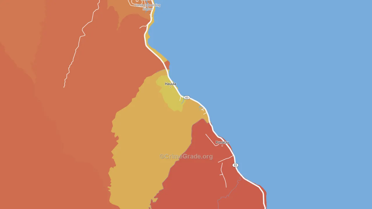 Hauula, HI Map of Murder Rates