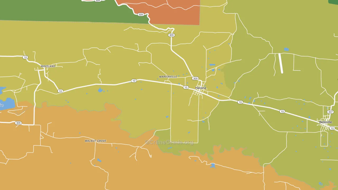 Havana, AR Map of Murder Rates