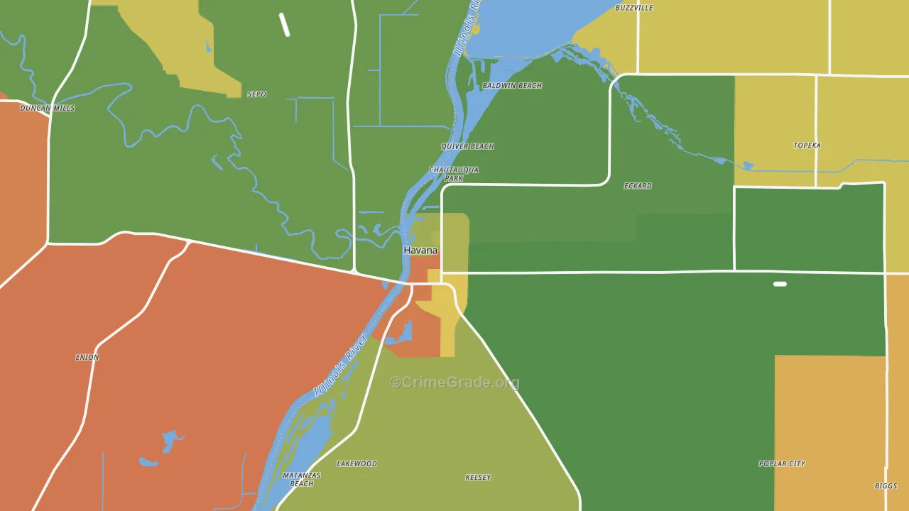Havana, IL Map of Murder Rates
