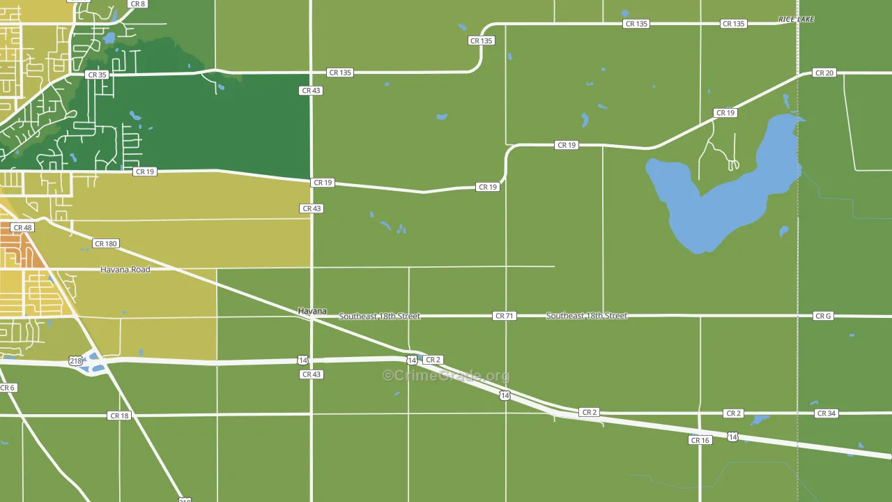 Havana, MN Map of Murder Rates