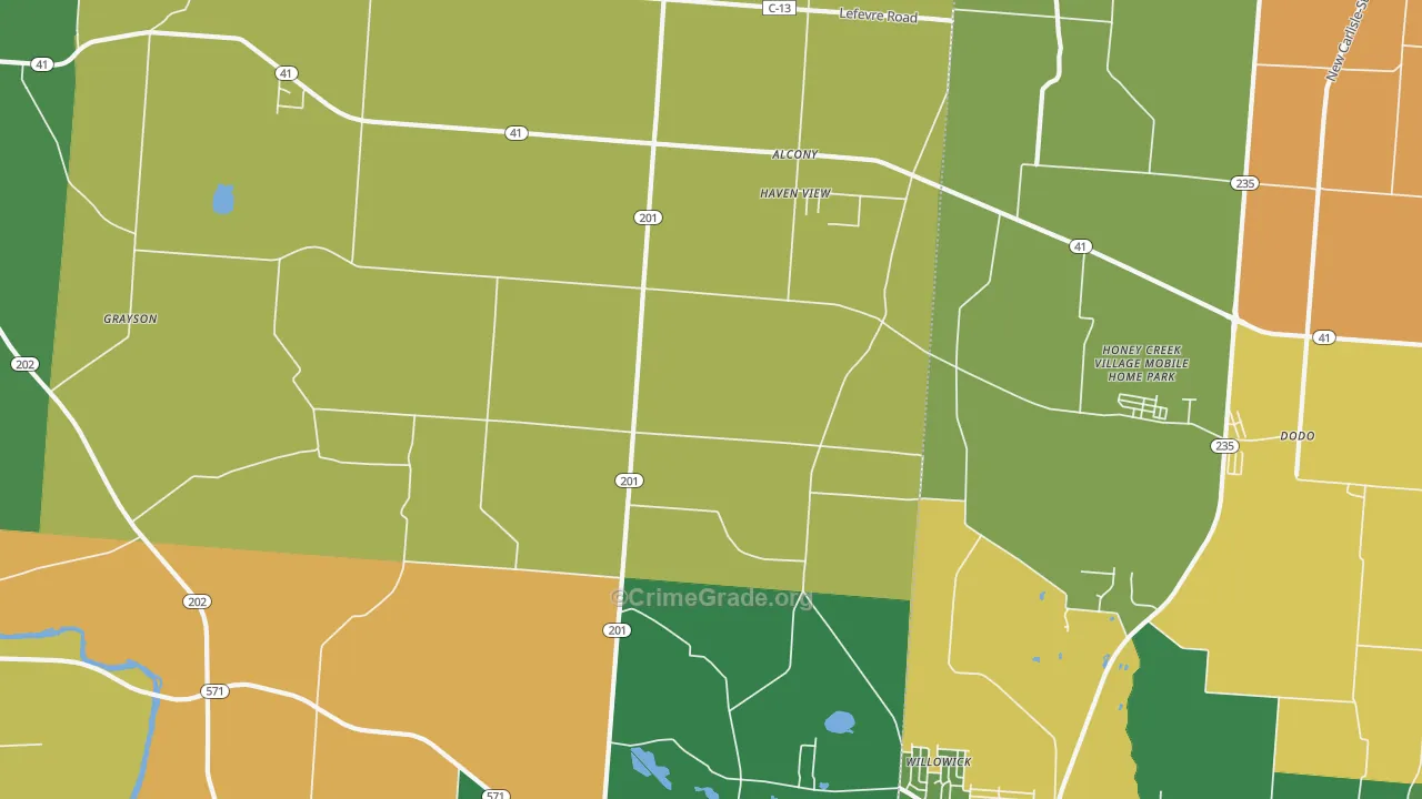 Haven View, OH Map of Murder Rates