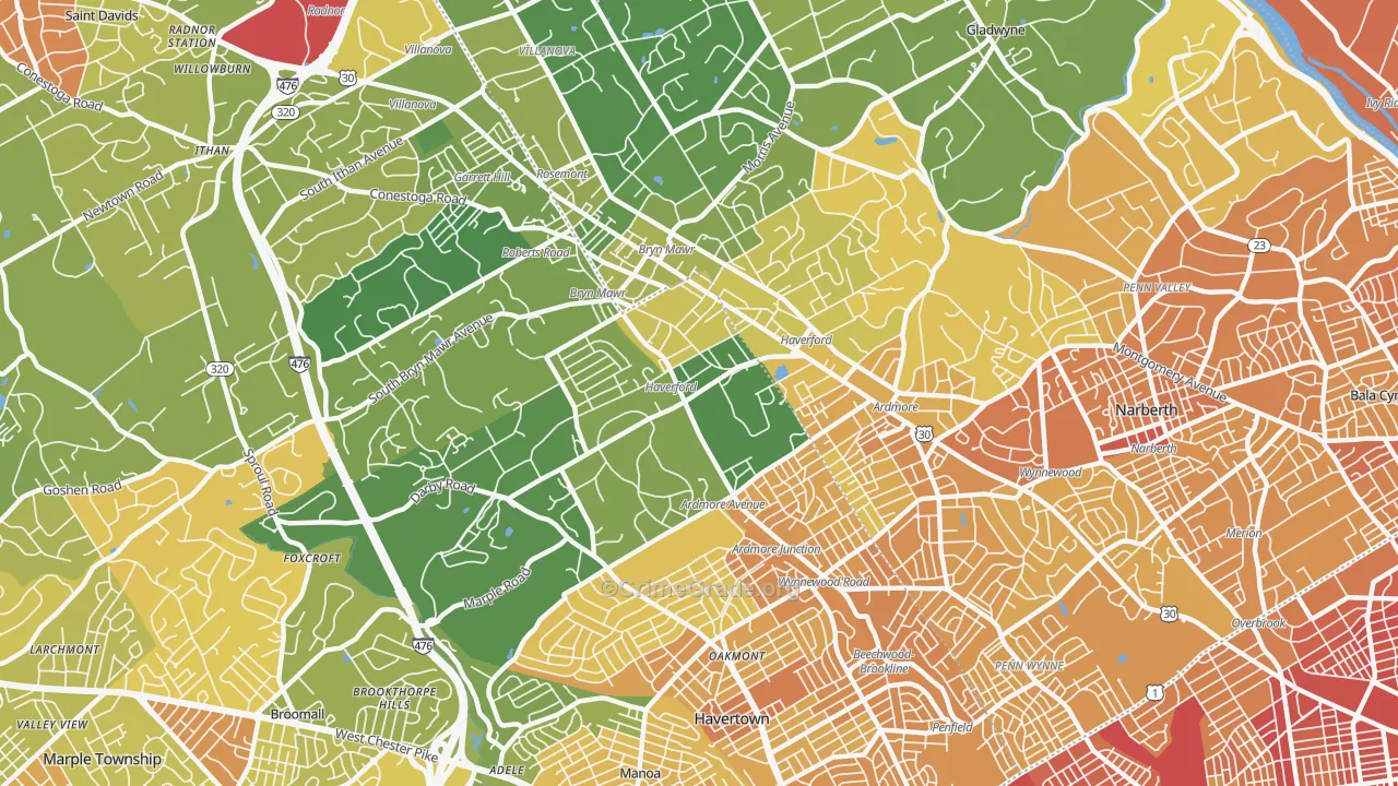 Haverford, PA Map of Murder Rates
