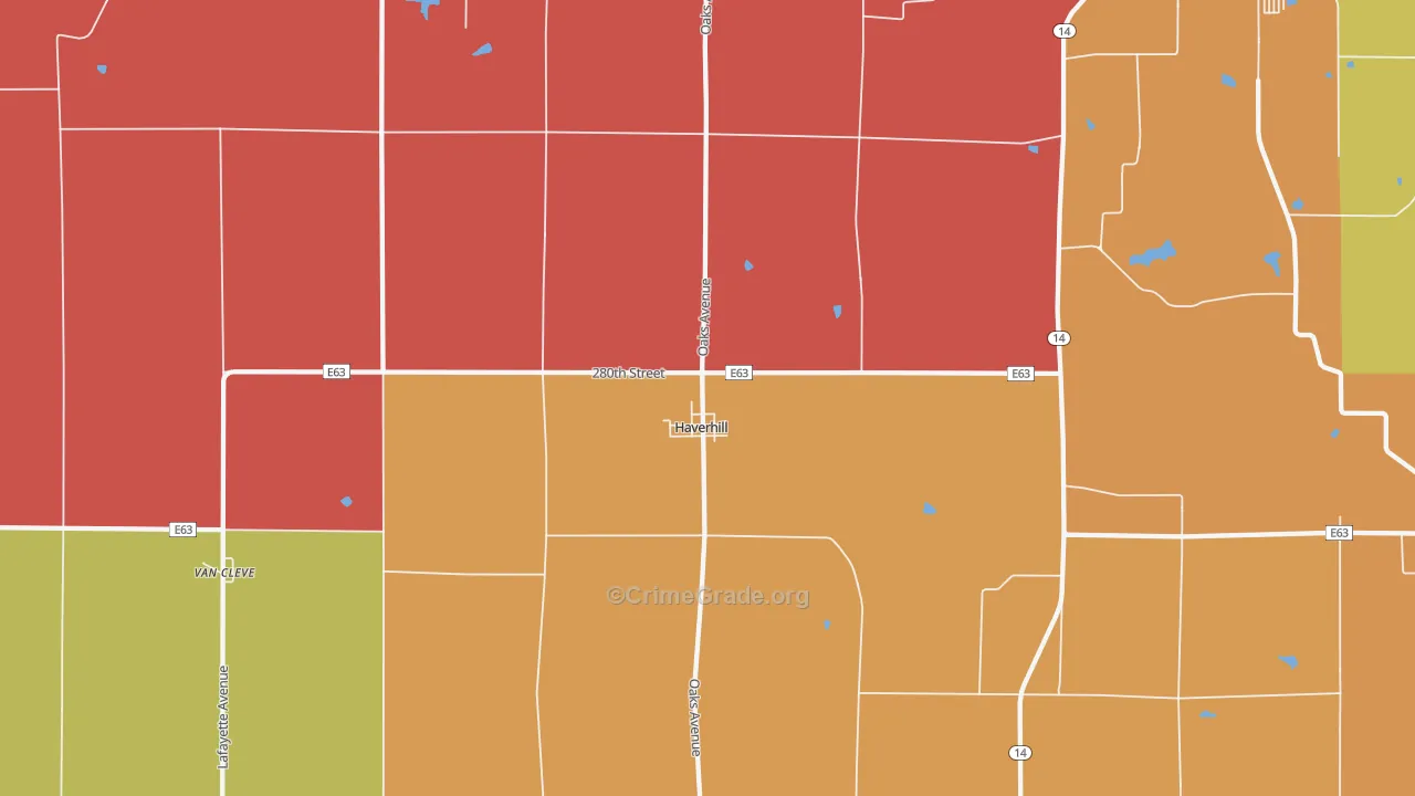 Haverhill, IA Map of Murder Rates