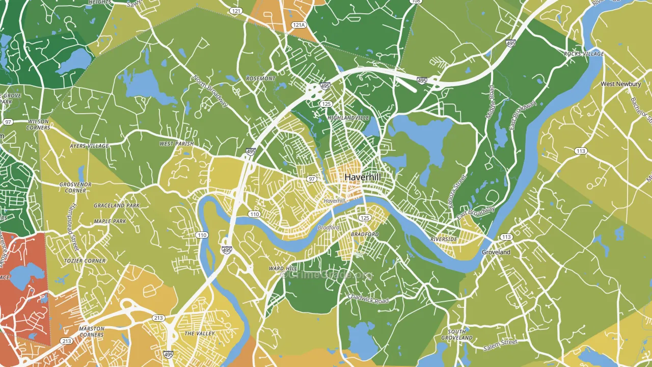 Haverhill, MA Map of Murder Rates