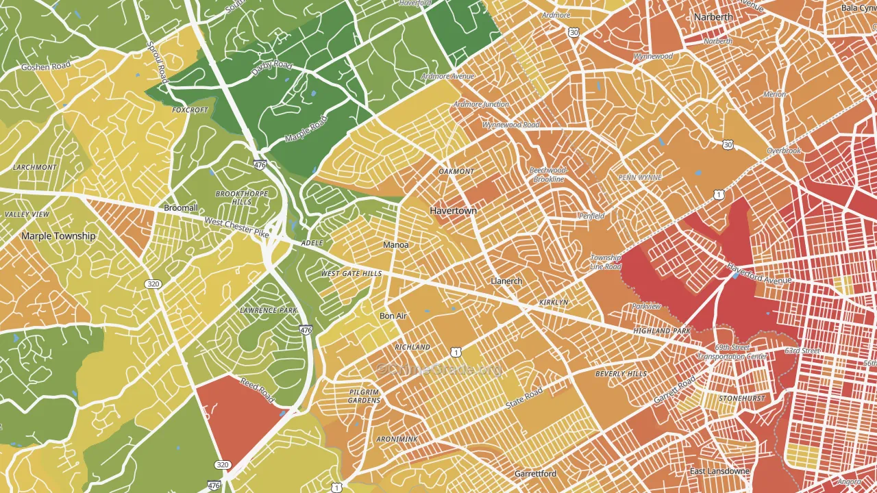 Havertown, PA Map of Murder Rates