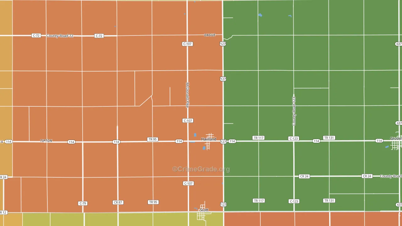 Haviland, OH Map of Murder Rates