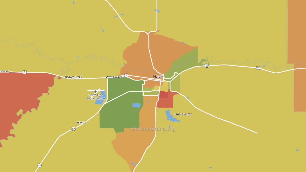 Havre, MT Map of Murder Rates