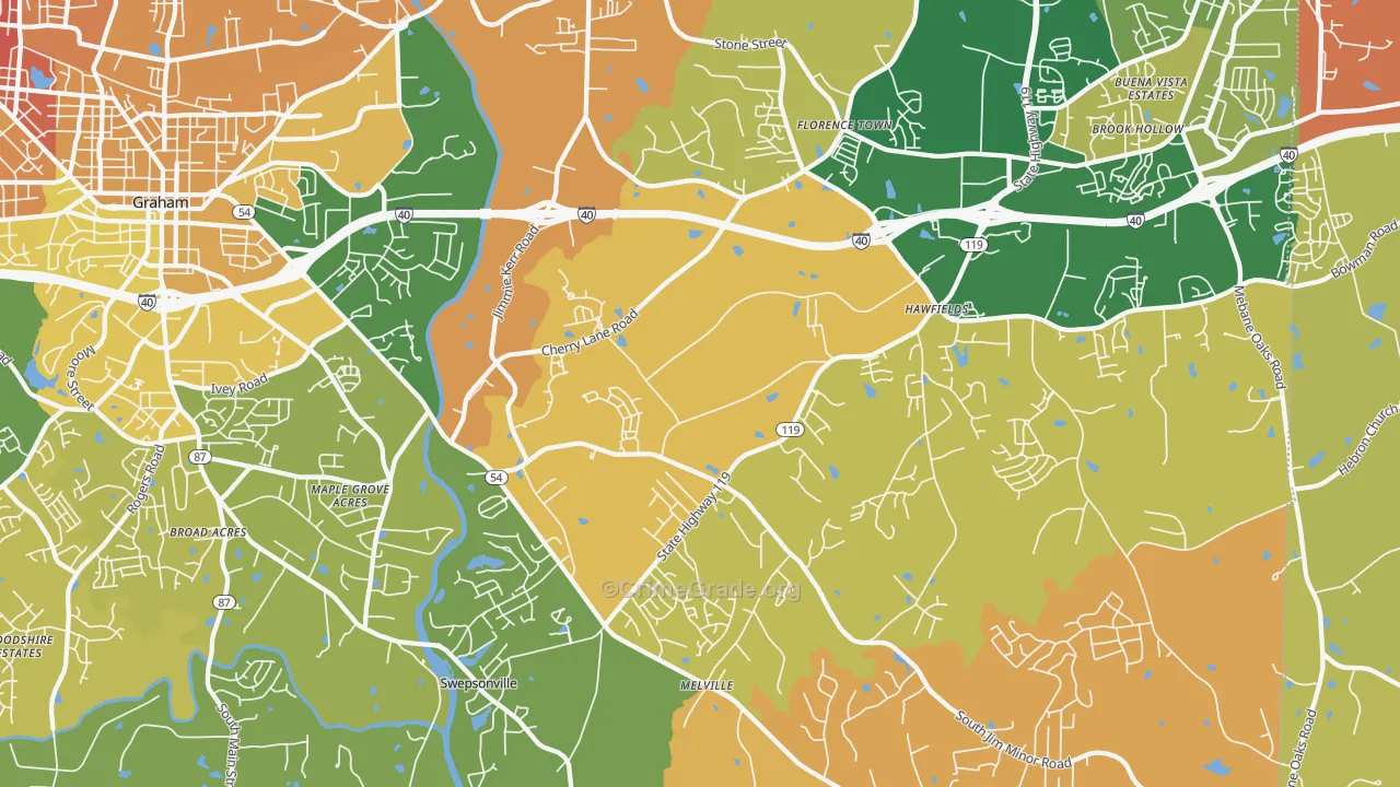 Haw River, NC Map of Murder Rates