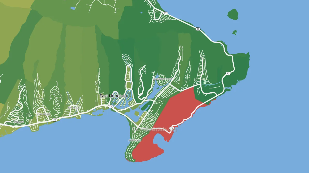 Hawaii Kai, East Honolulu, HI Map of Murder Rates