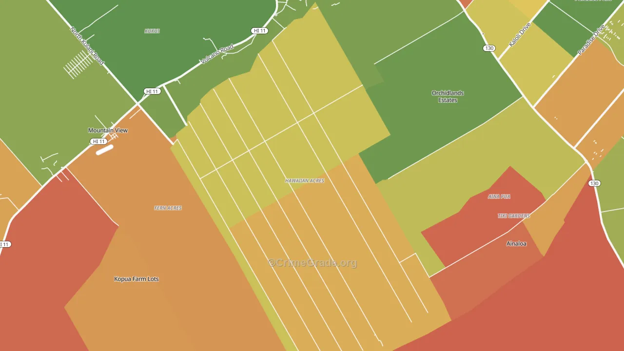 Hawaiian Acres, Keaau, HI Map of Murder Rates