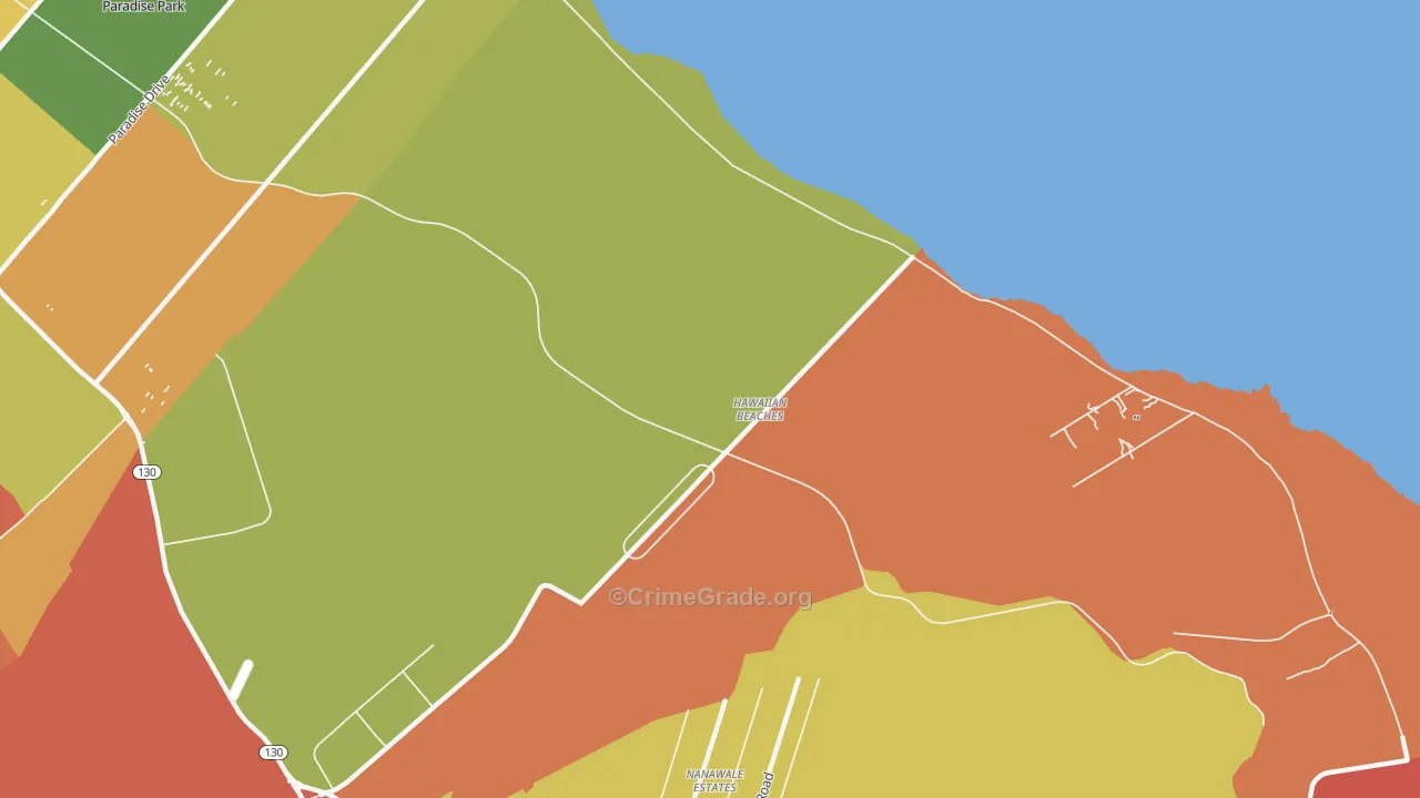 Hawaiian Beaches, HI Map of Murder Rates