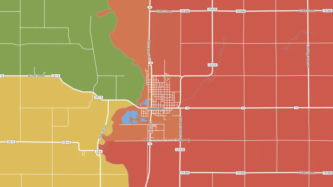 Hawarden, IA Map of Murder Rates