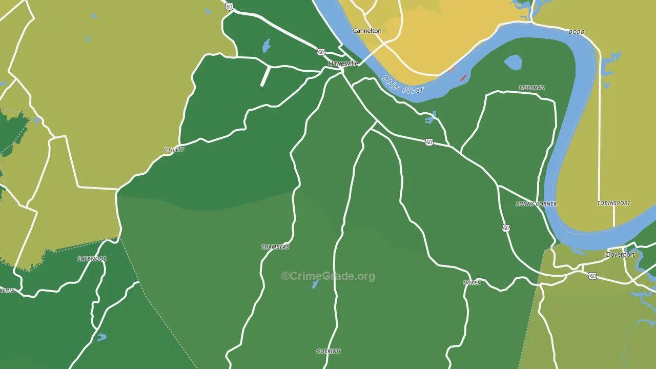 Hawesville, KY Map of Murder Rates