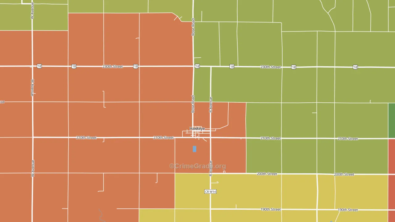 Hawkeye, IA Map of Murder Rates