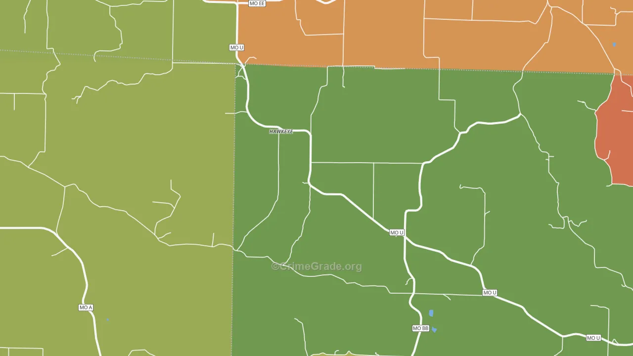 Hawkeye, MO Map of Murder Rates