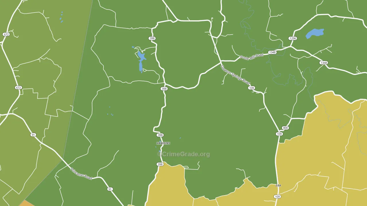 Hawkins, KY Map of Murder Rates