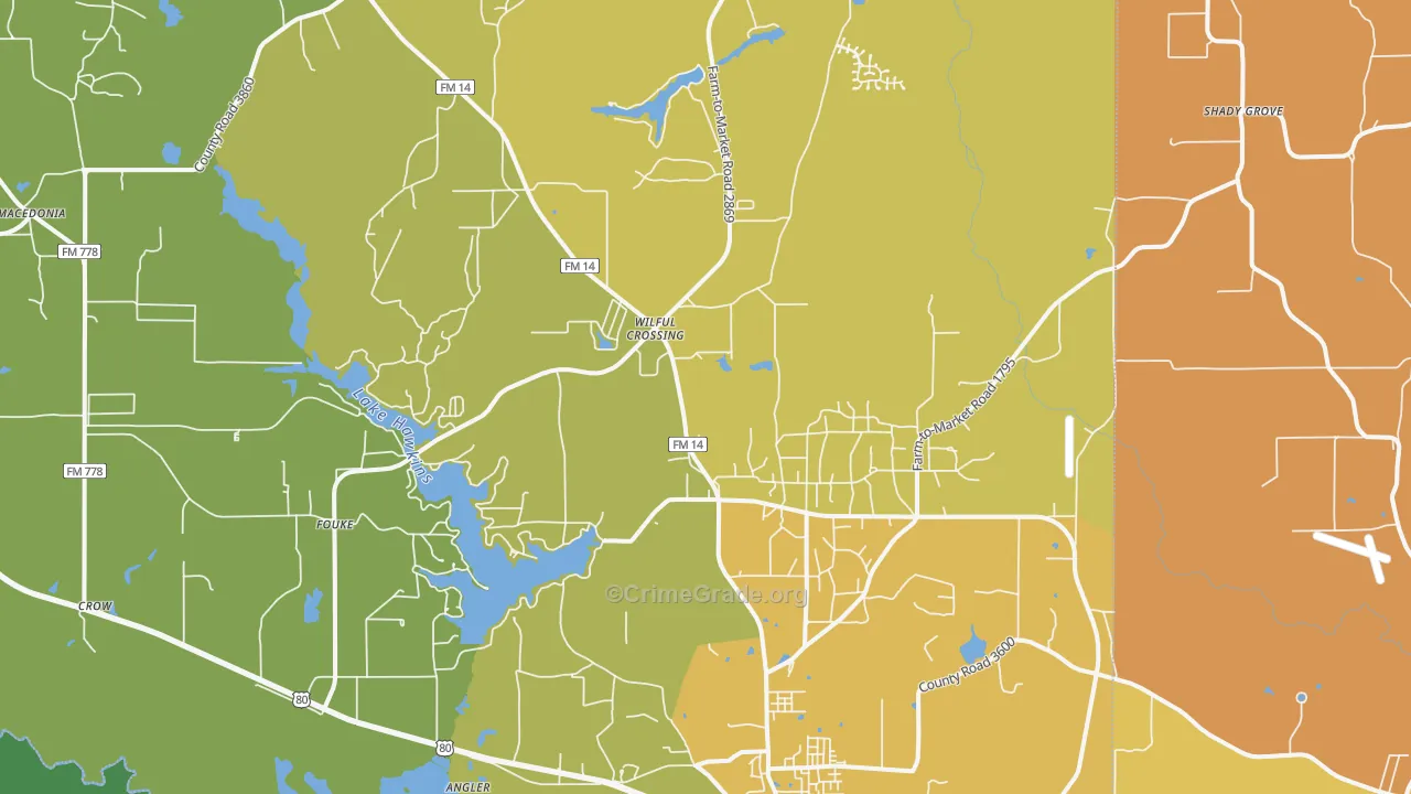 Hawkins, TX Map of Murder Rates
