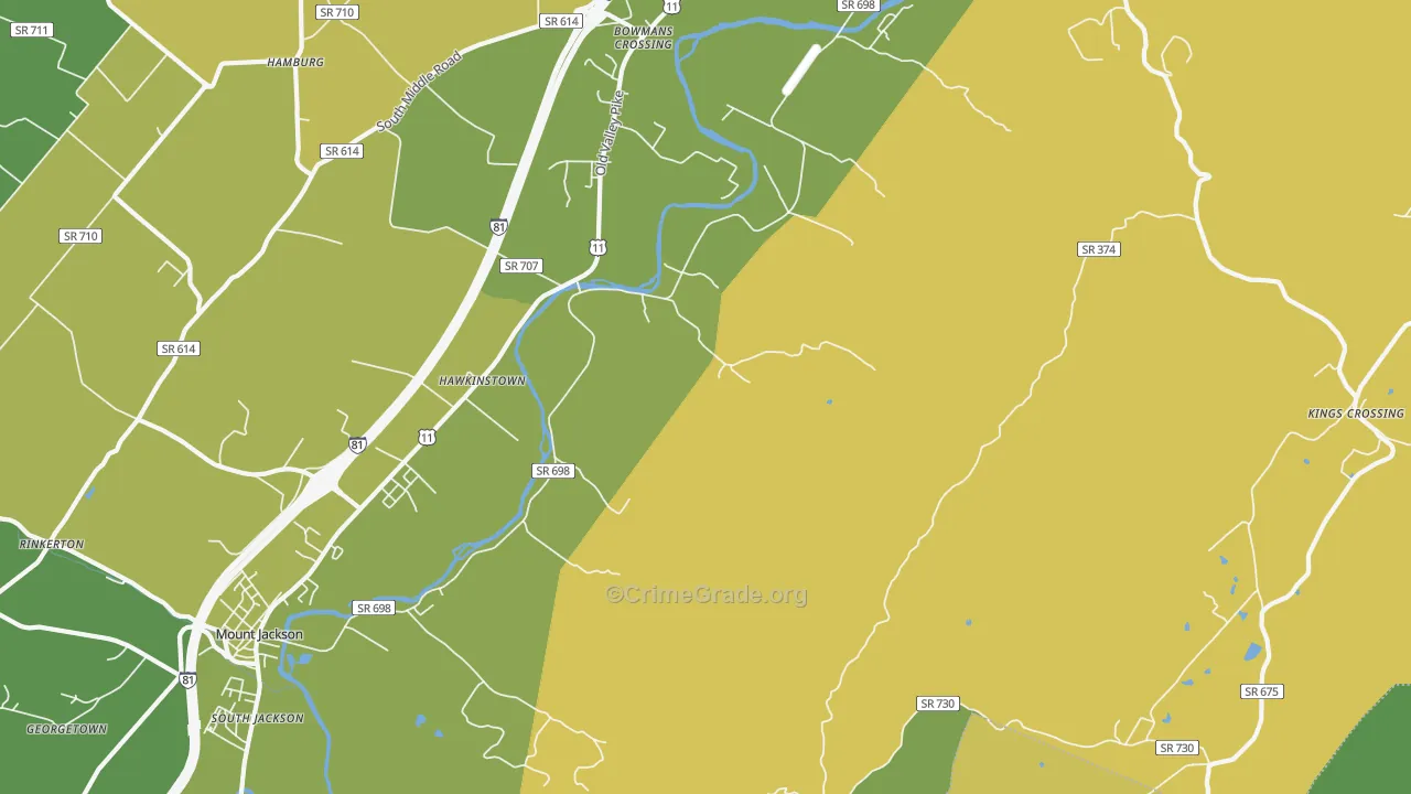 Hawkinstown, VA Map of Murder Rates