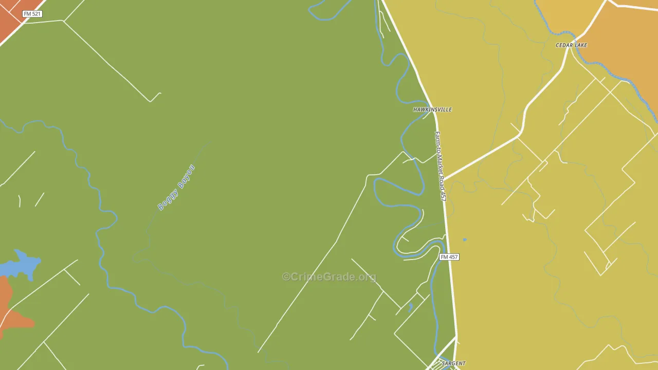 Hawkinsville, TX Map of Murder Rates