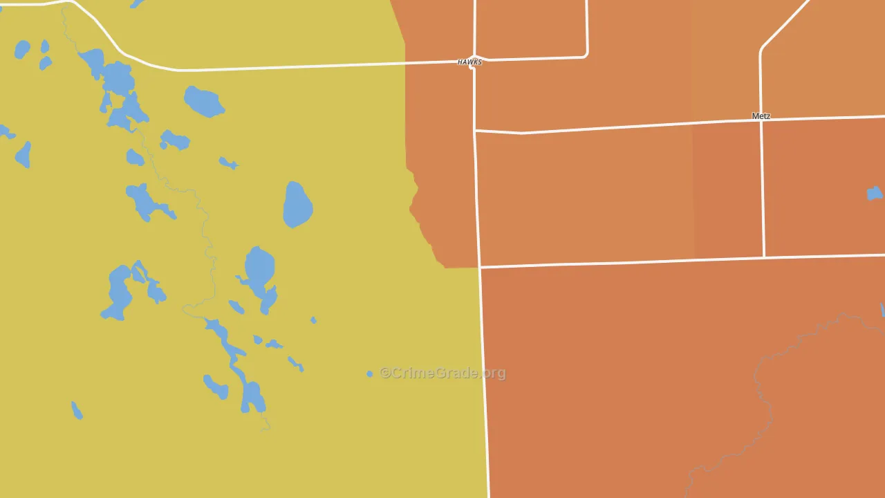 Hawks, MI Map of Murder Rates