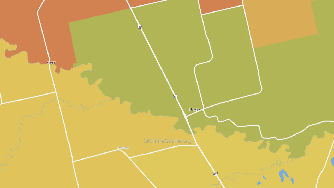 Hawley, TX Map of Murder Rates