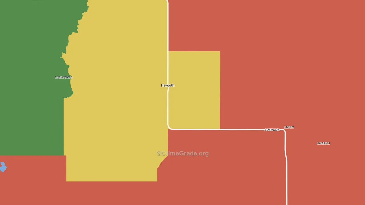 Haworth, OK Map of Murder Rates
