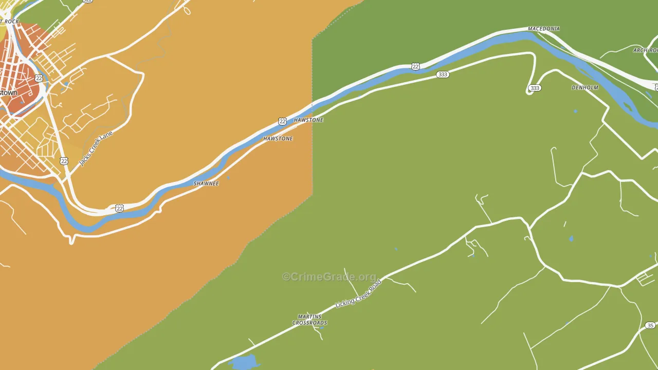 Hawstone, PA Map of Murder Rates