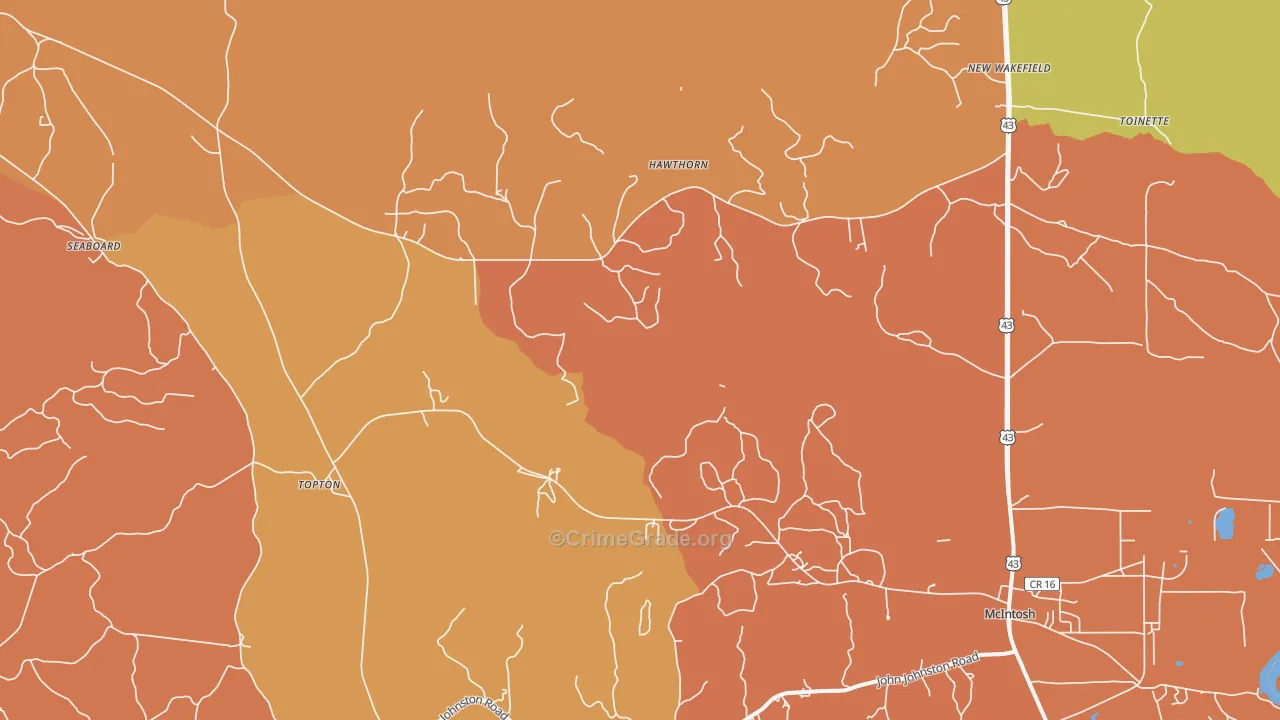 Hawthorn, AL Map of Murder Rates