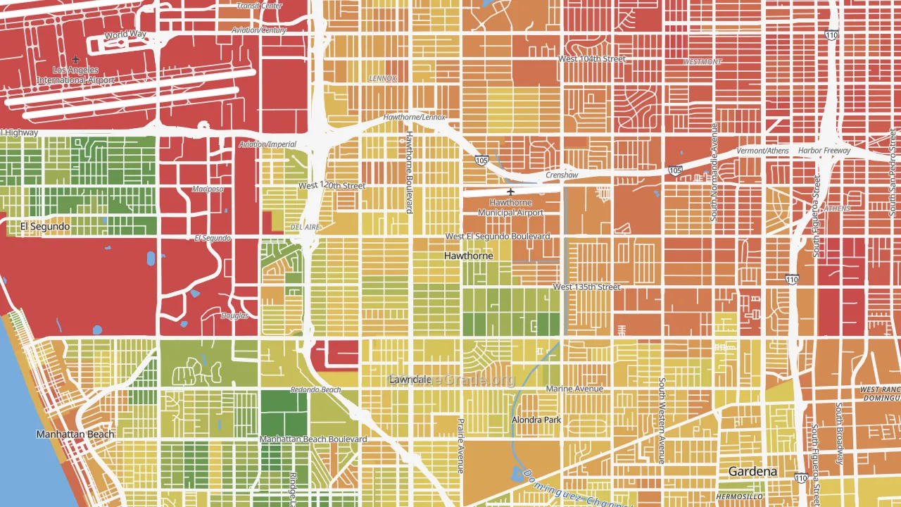 Hawthorne, CA Map of Murder Rates