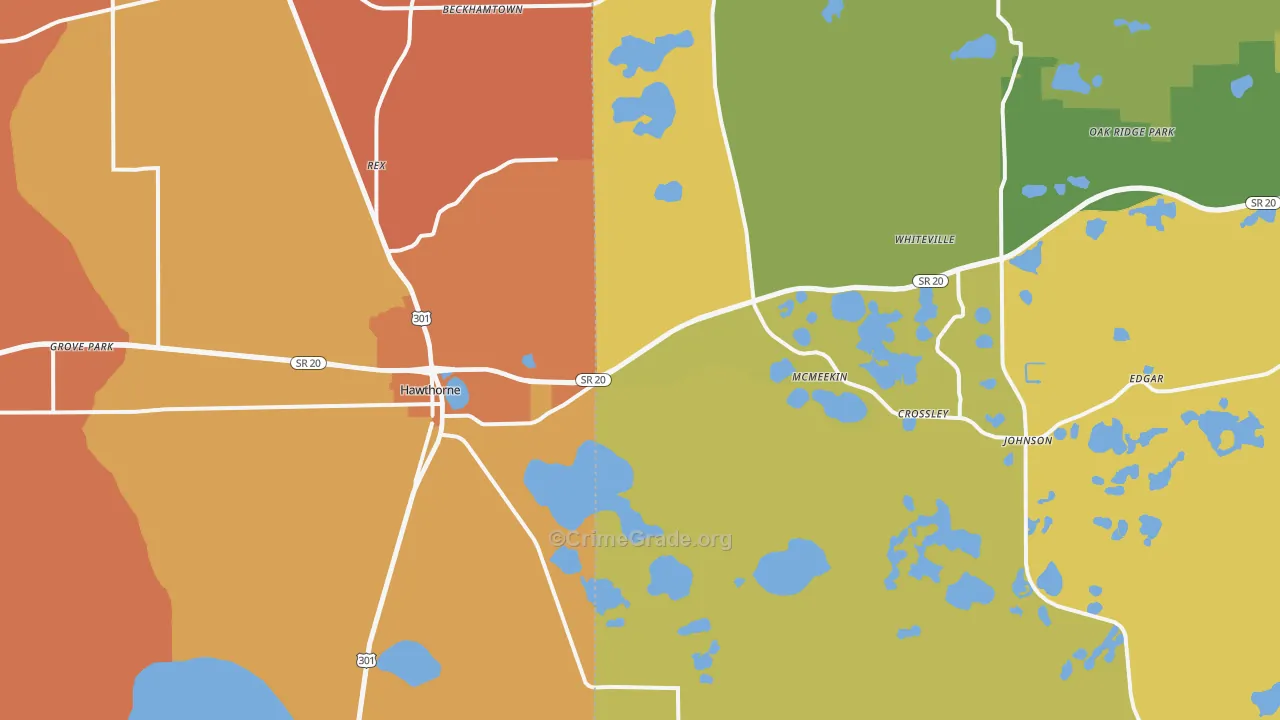 Hawthorne, FL Map of Murder Rates