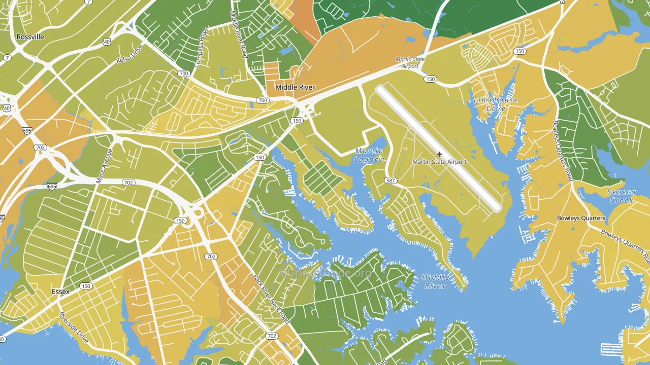 Hawthorne, Middle River, MD Map of Murder Rates