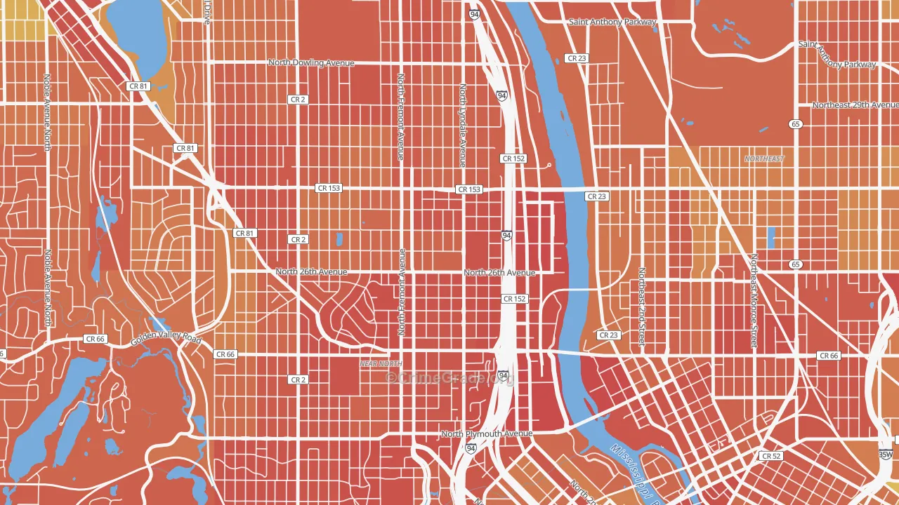 Hawthorne, Minneapolis, MN Map of Murder Rates