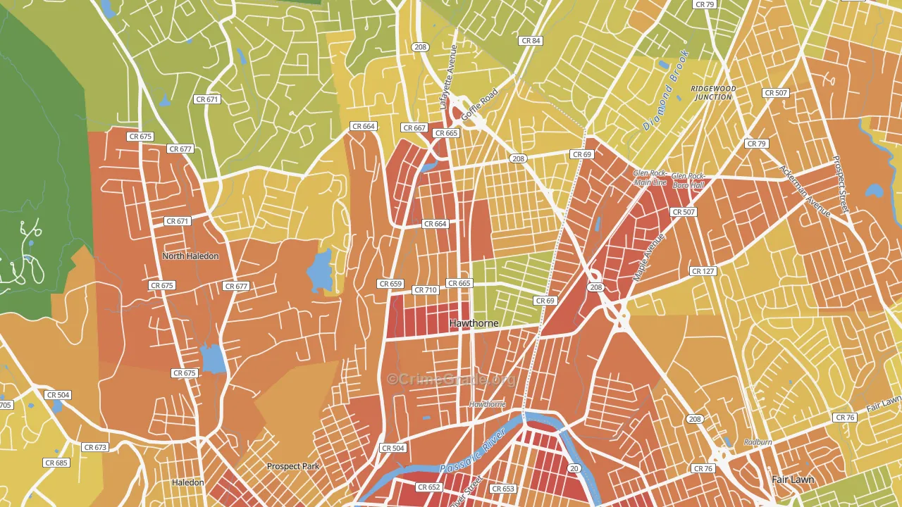 Hawthorne, NJ Map of Murder Rates