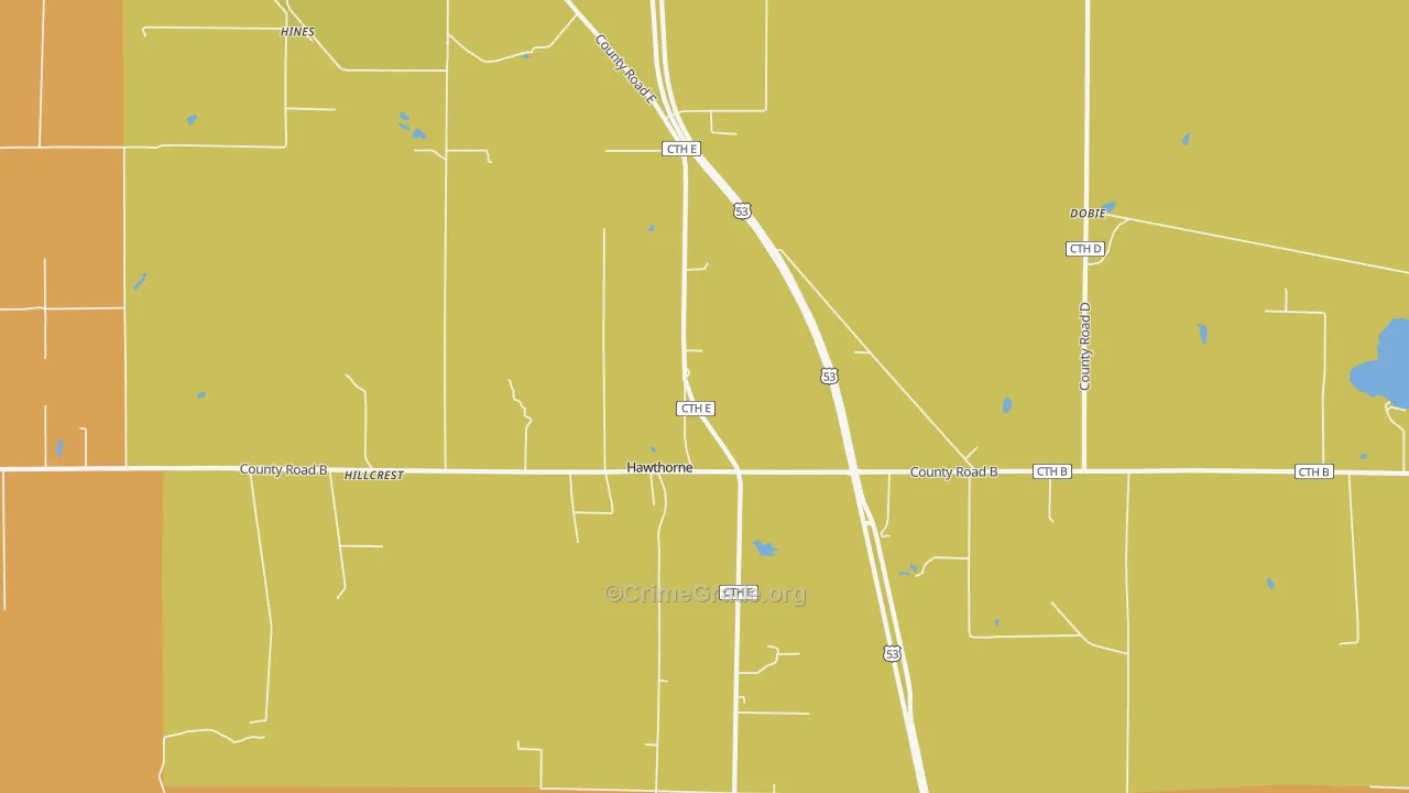Hawthorne, WI Map of Murder Rates