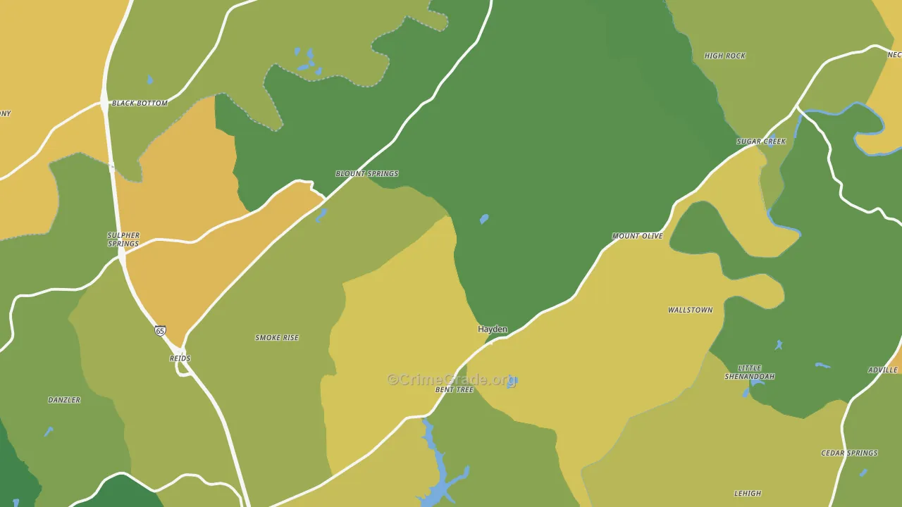 Hayden, AL Map of Murder Rates