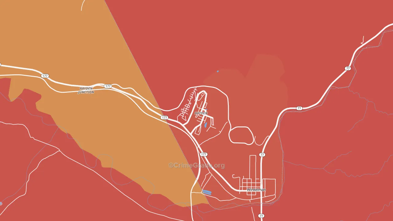 Hayden, AZ Map of Murder Rates