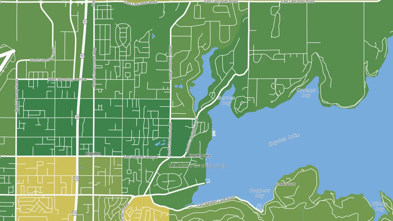 Hayden Lake, ID Map of Murder Rates