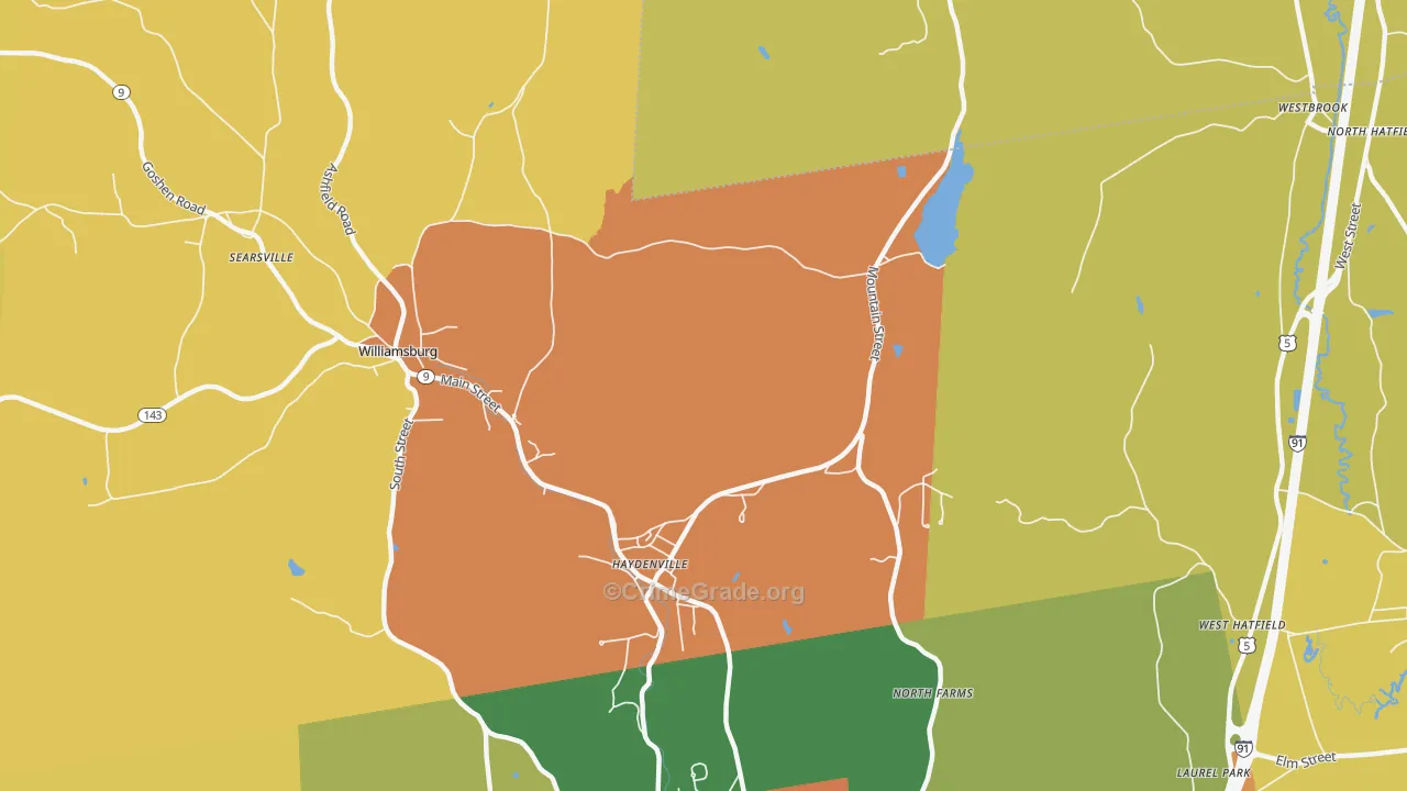 Haydenville, MA Map of Murder Rates