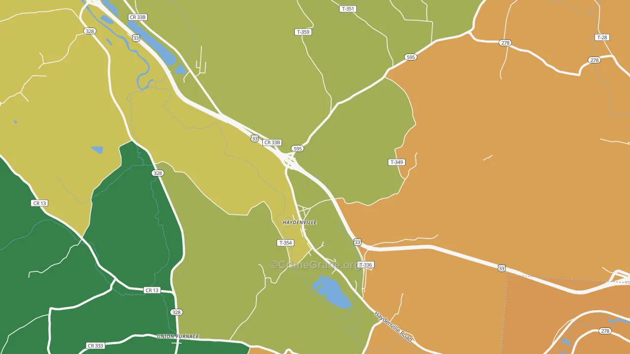 Haydenville, OH Map of Murder Rates