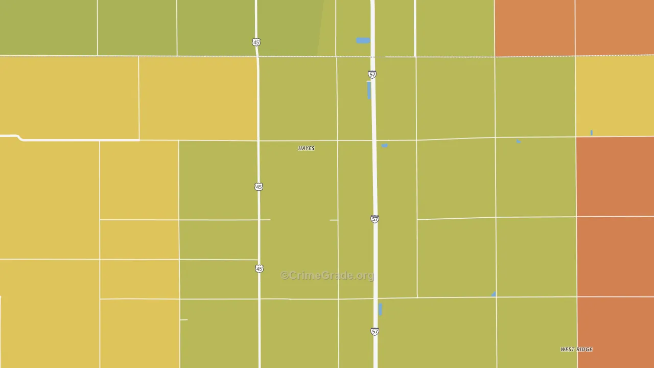 Hayes, IL Map of Murder Rates