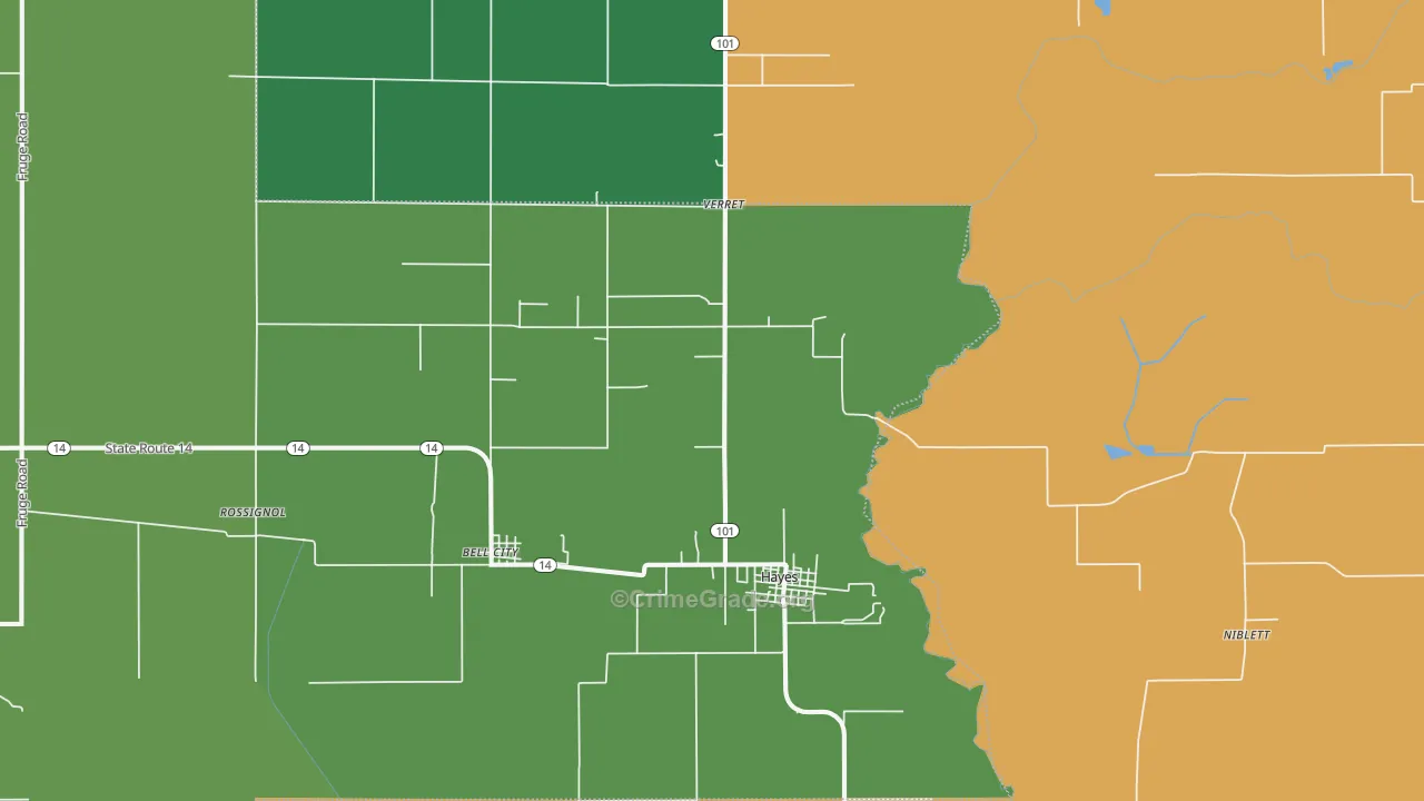 Hayes, LA Map of Murder Rates