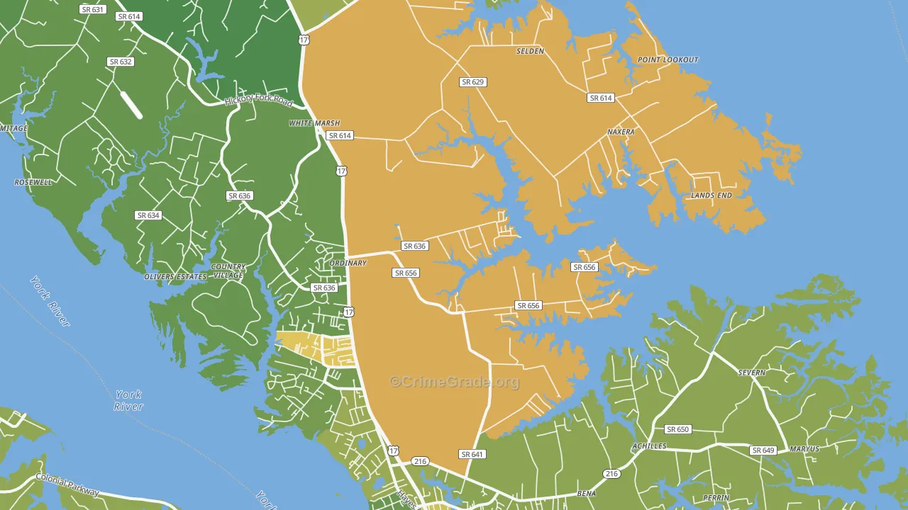 Hayes, VA Map of Murder Rates